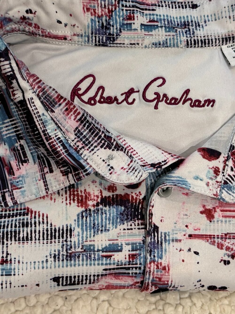 Robert Graham Men's Golf Polo, Abstract Brushstroke Print, Size L — EUC!